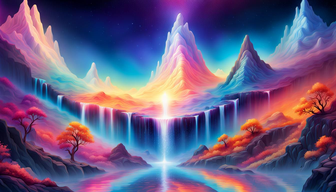 Astral Cascade Harmony, stunning background, hyperdetailed, colors ...