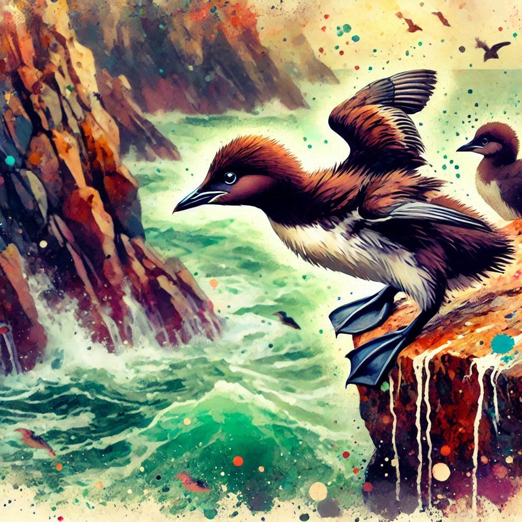 First Swim for a Common Murre Fledgling at the Farallone Islands