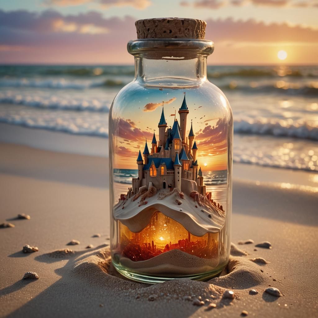 Sand castle in a bottle  by @Derpette