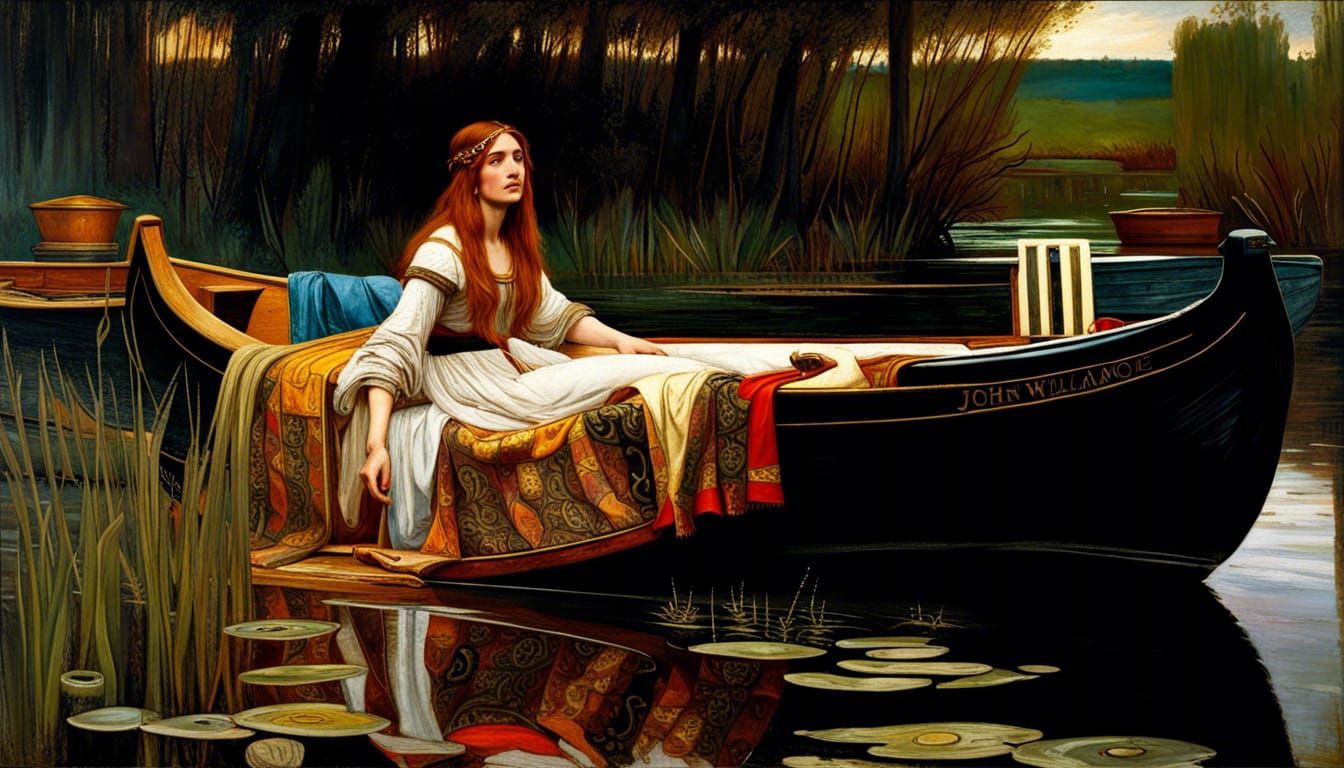 The Lady of Shalott painting AI Generated Artwork NightCafe