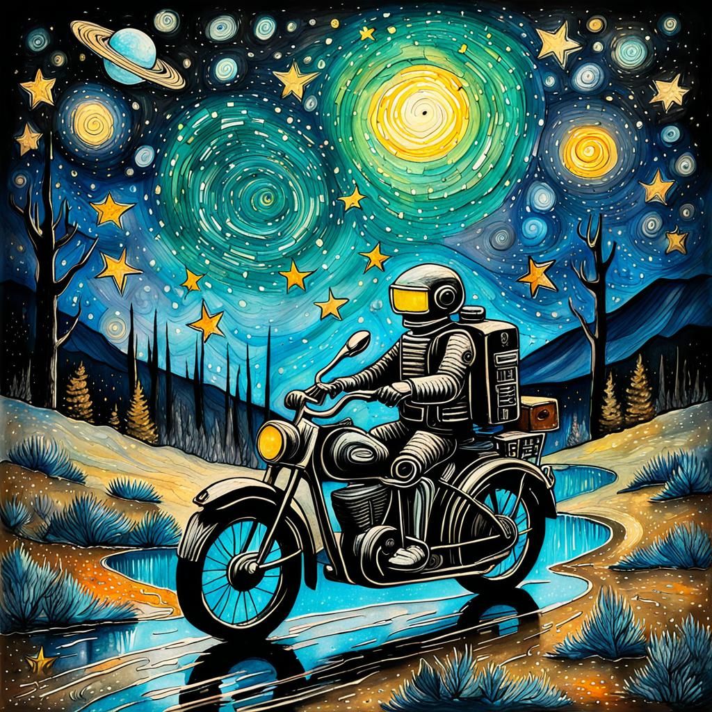 antlered wild hunt bots riding anthropomorphic motorcycles r...