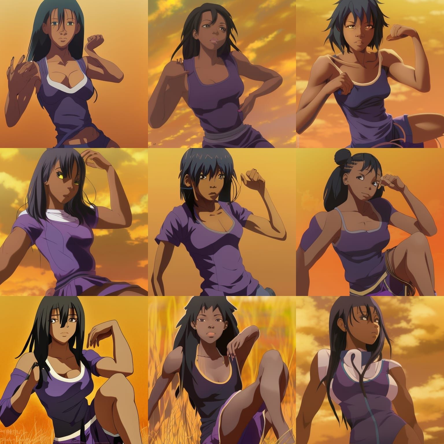 black girl, african american, lightskinned, straight black hair, purple  eyes, attractive, muscular, Studio Ghibli, Anime Key Visual, by Mako... -  AI Generated Artwork - NightCafe Creator