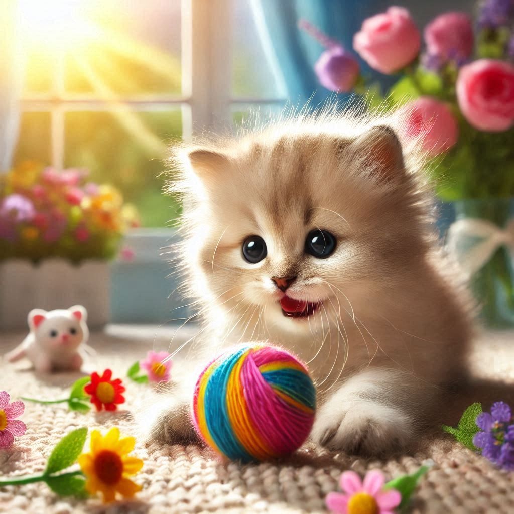 adorable kitten playing in the sun