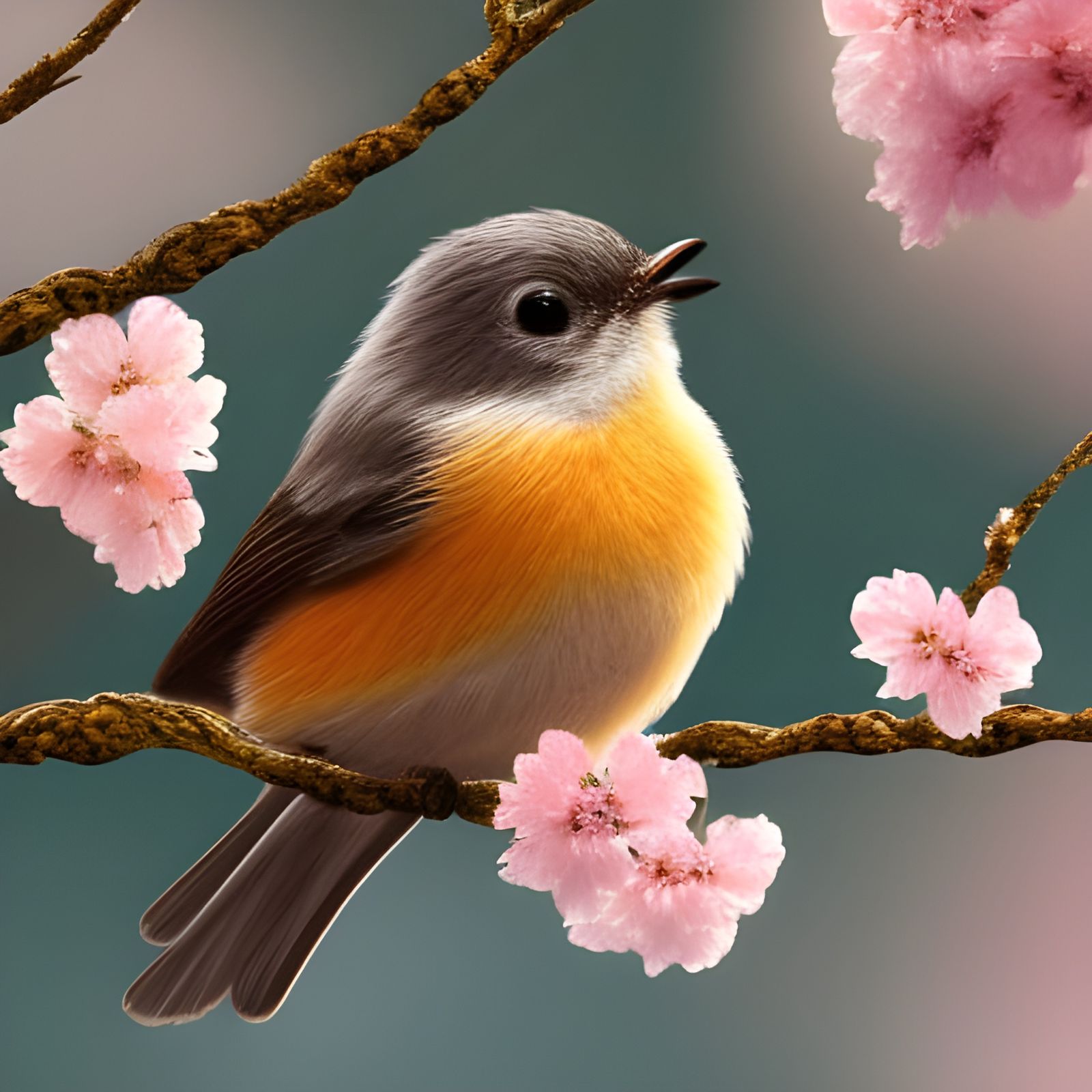 Cute Redstart on a branch  by @Tolino