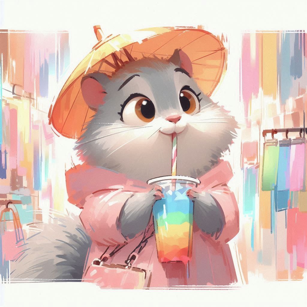 Hamster drinking smoothie