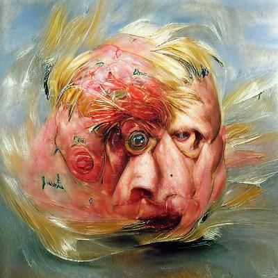 Boris Johnson's head exploding hyperrealism