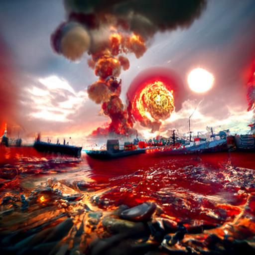 Nuclear Explosion on a sea of blood