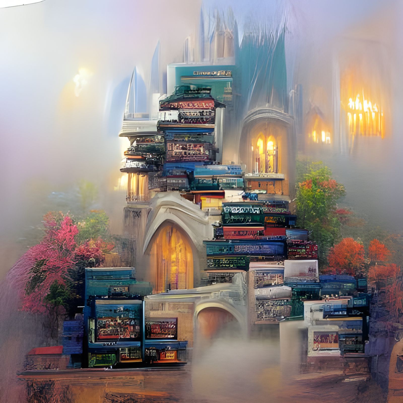 A castle covered in bookshelves