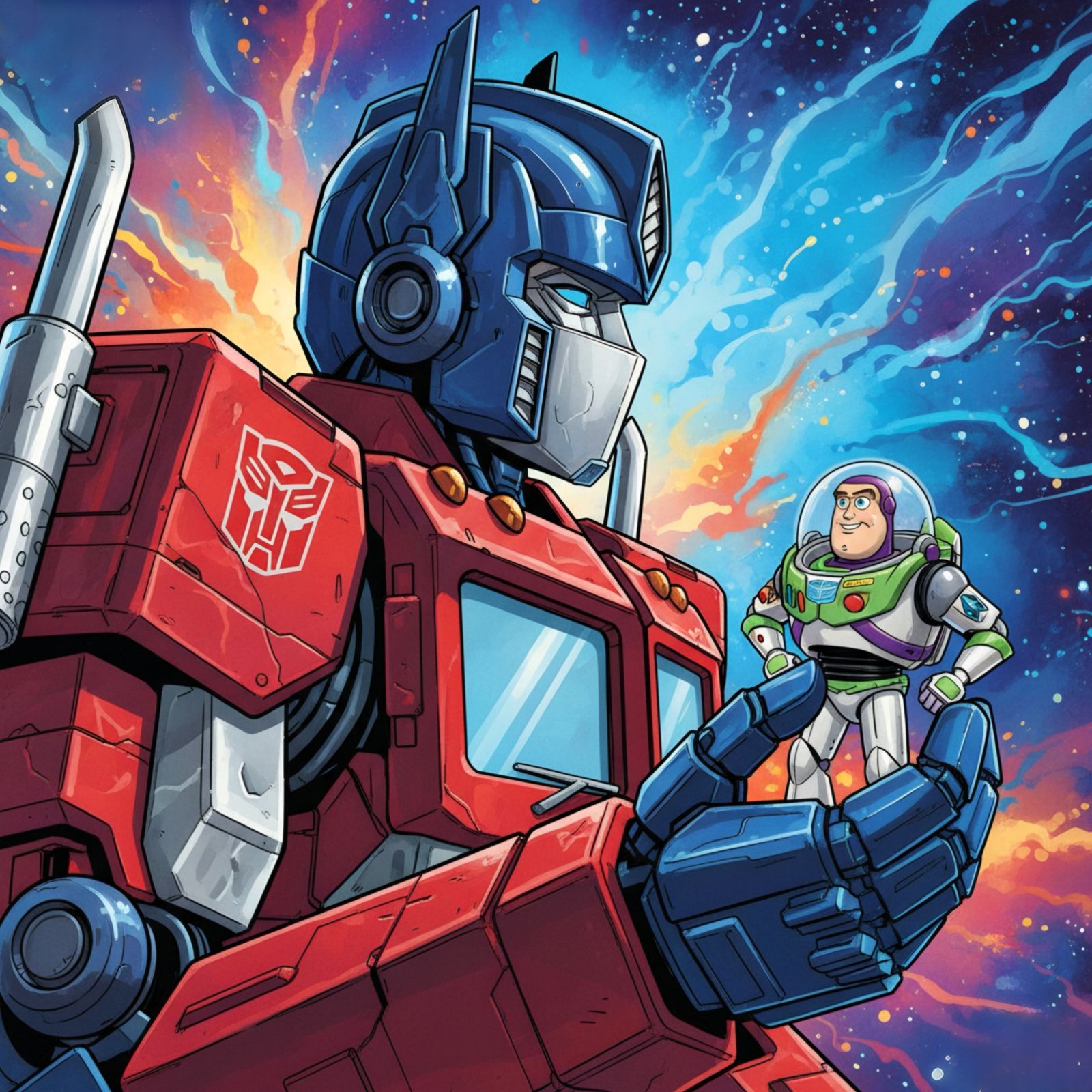 Optimus Prime with Buzz Lightyear
