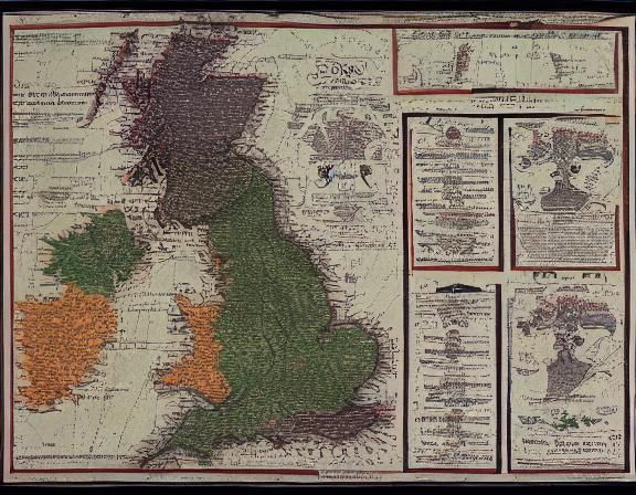 A map of England 
filled with images invoking the band Oasis