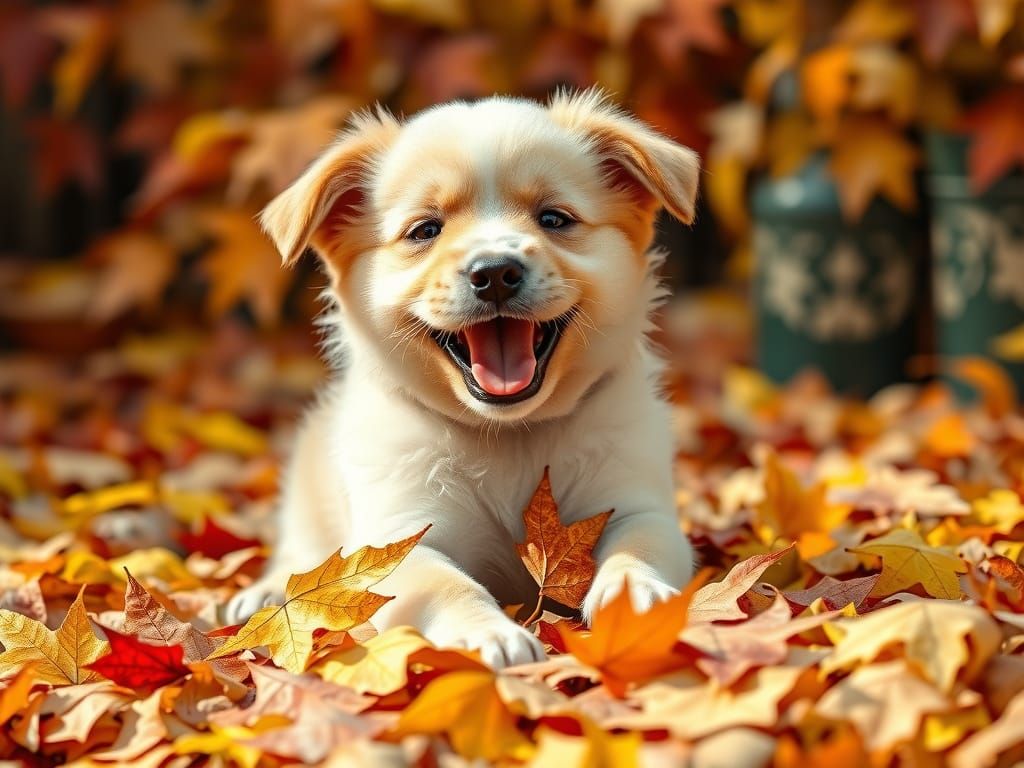 Fall Puppy  by @Superbear