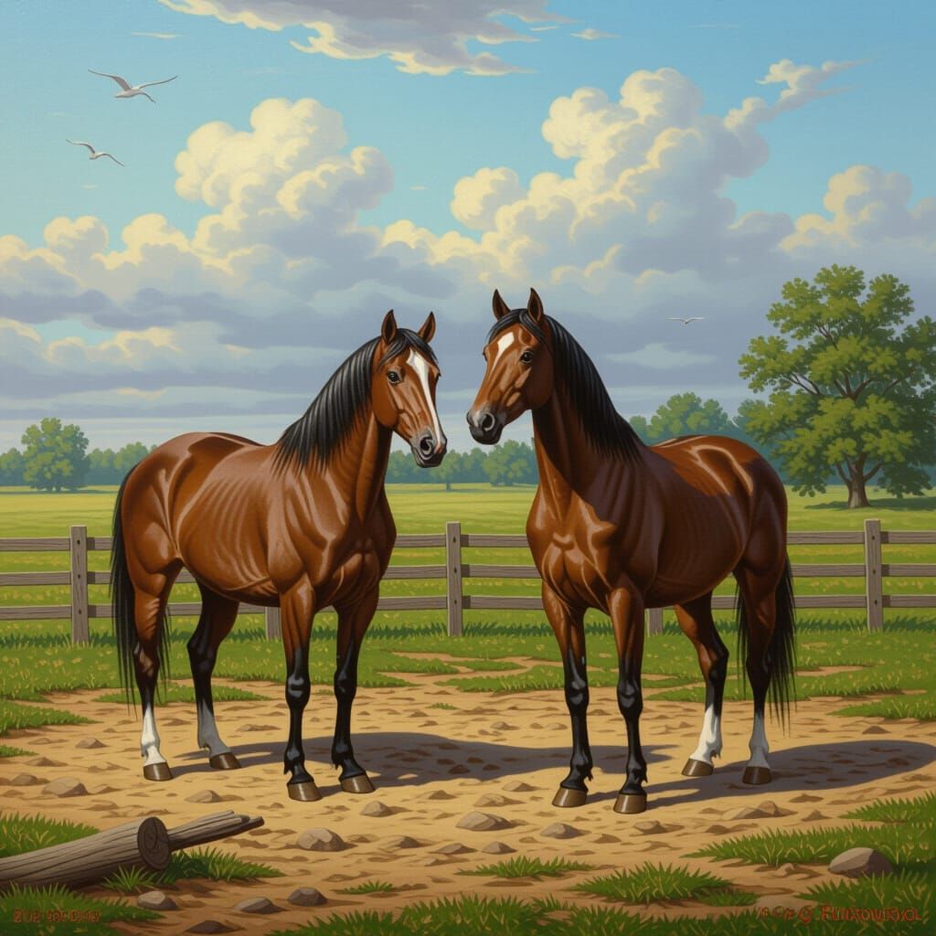 Horses in Transparent Pool, Sinister Painting