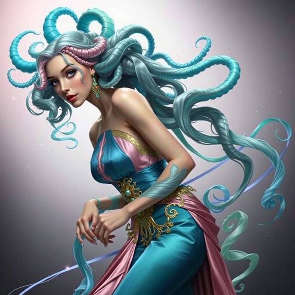 Sky Blue, Sea Green, Pink, Orange, Prehensile, Ringlets, Ten...