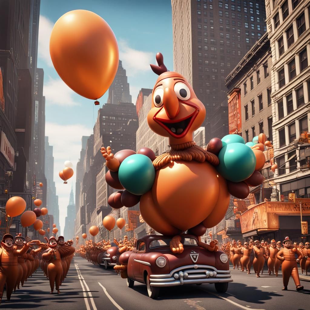 1950s nyc Thanksgiving balloon character parade