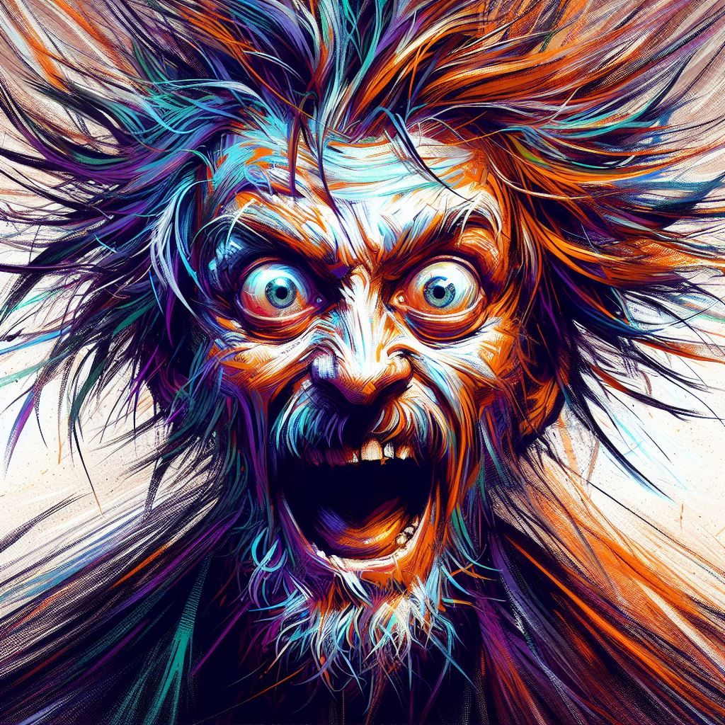 Portrait of an insane man