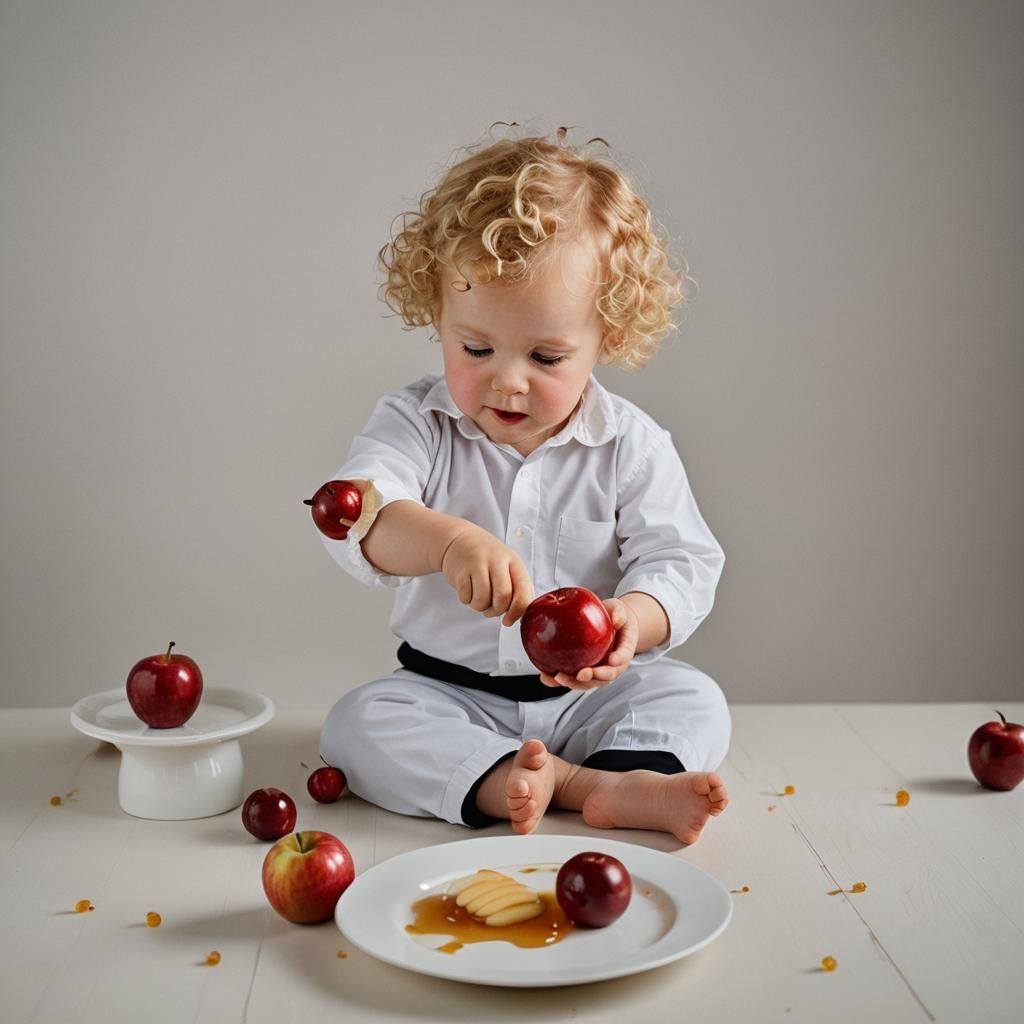 Jewish Boy with Honey Apple Portrait