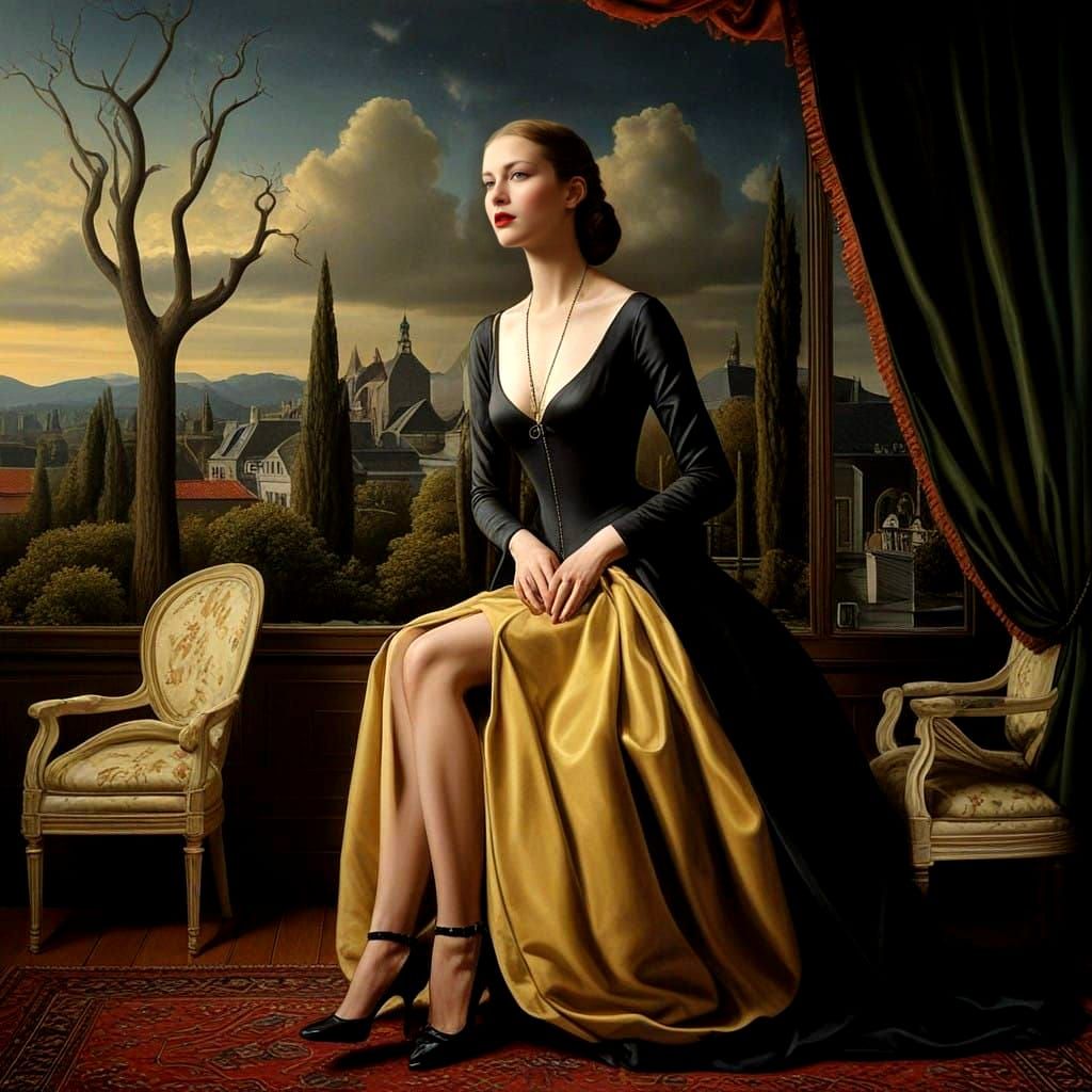 Ethereal Surrealist Goddess in a Dreamlike Landscape