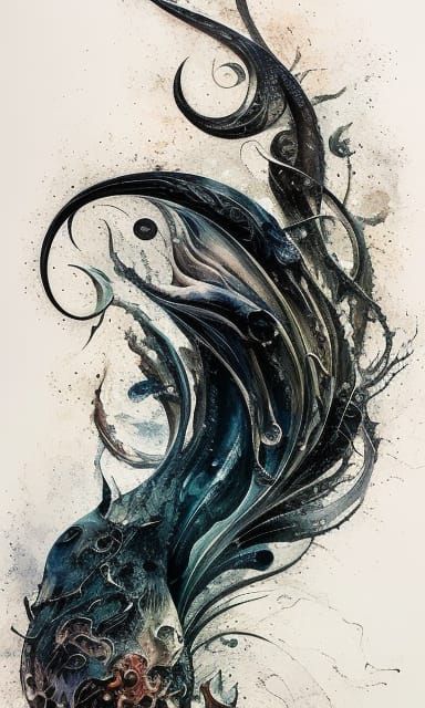 Deep sea Ink flow: 8k resolution photorealistic masterpiece:...