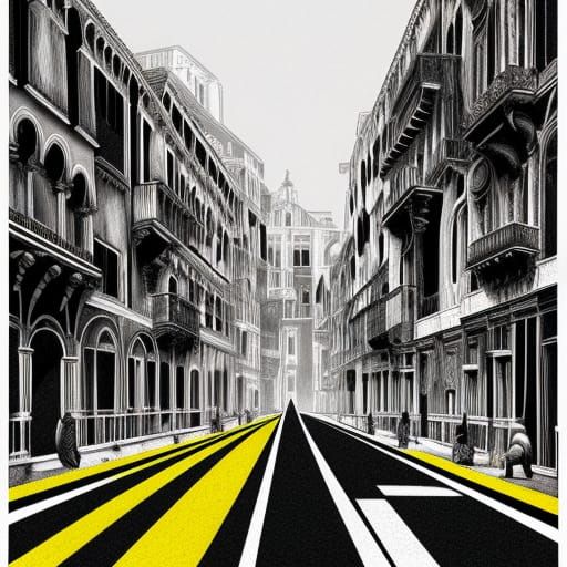 Venice in  black and yellow