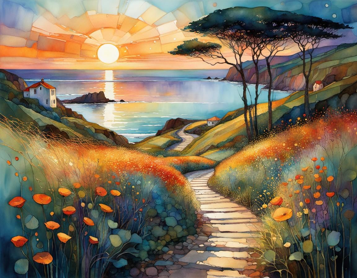 sunrise over a path by the seashore  by @Amy 