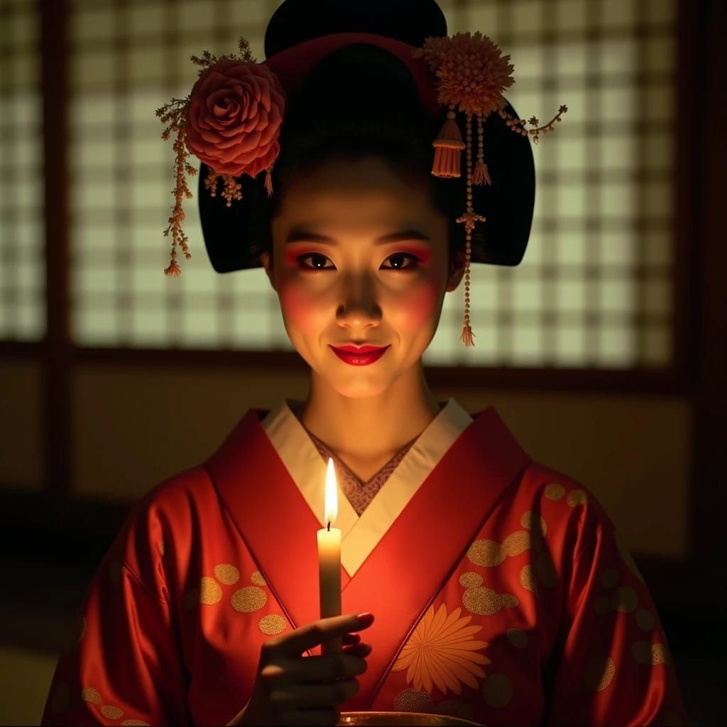 Geisha Lady holding a candle