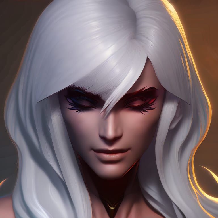 white haired demon head and shoulders portrait, 8k resolution concept ...