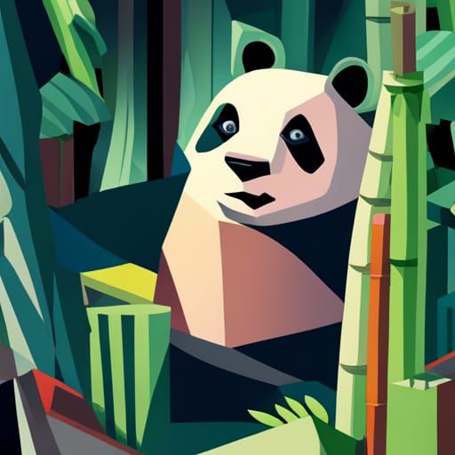 Panda in bamboo forest