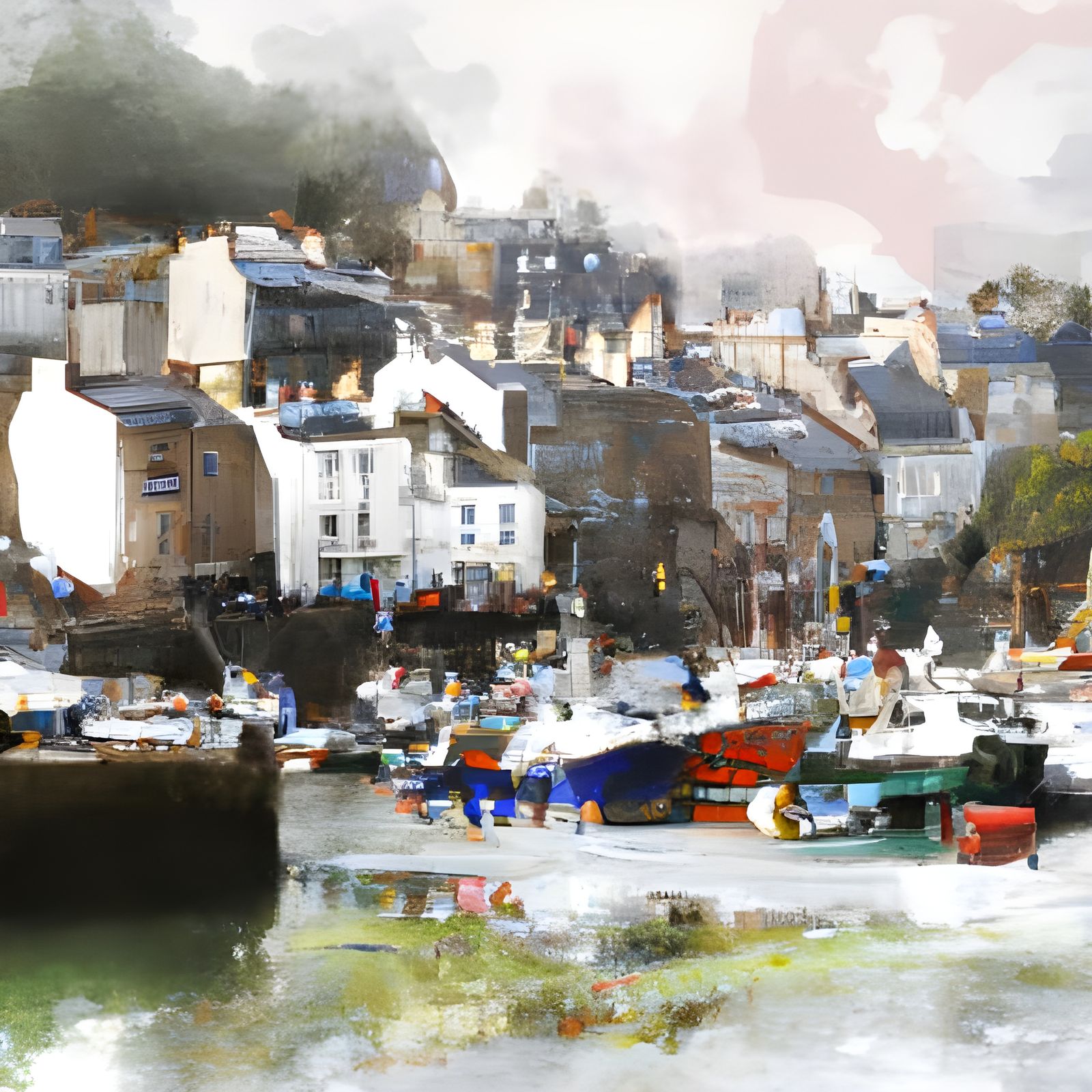 Dahouët, ein geschichtsträchtiger Hafen AI Generated Artwork