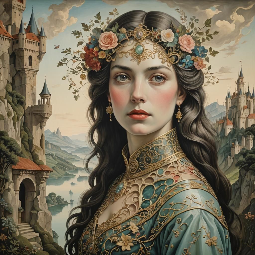 Una mezcla cautivadora y surrealista del perfil de una mujer...
