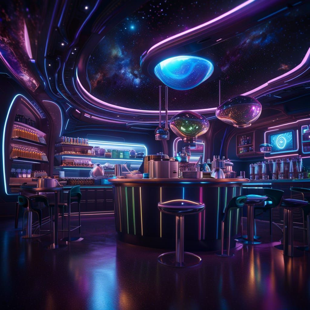 Coffee Shop in Space  by @undefined