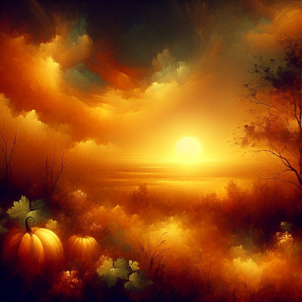 Warm Sunset with Autumn Colors