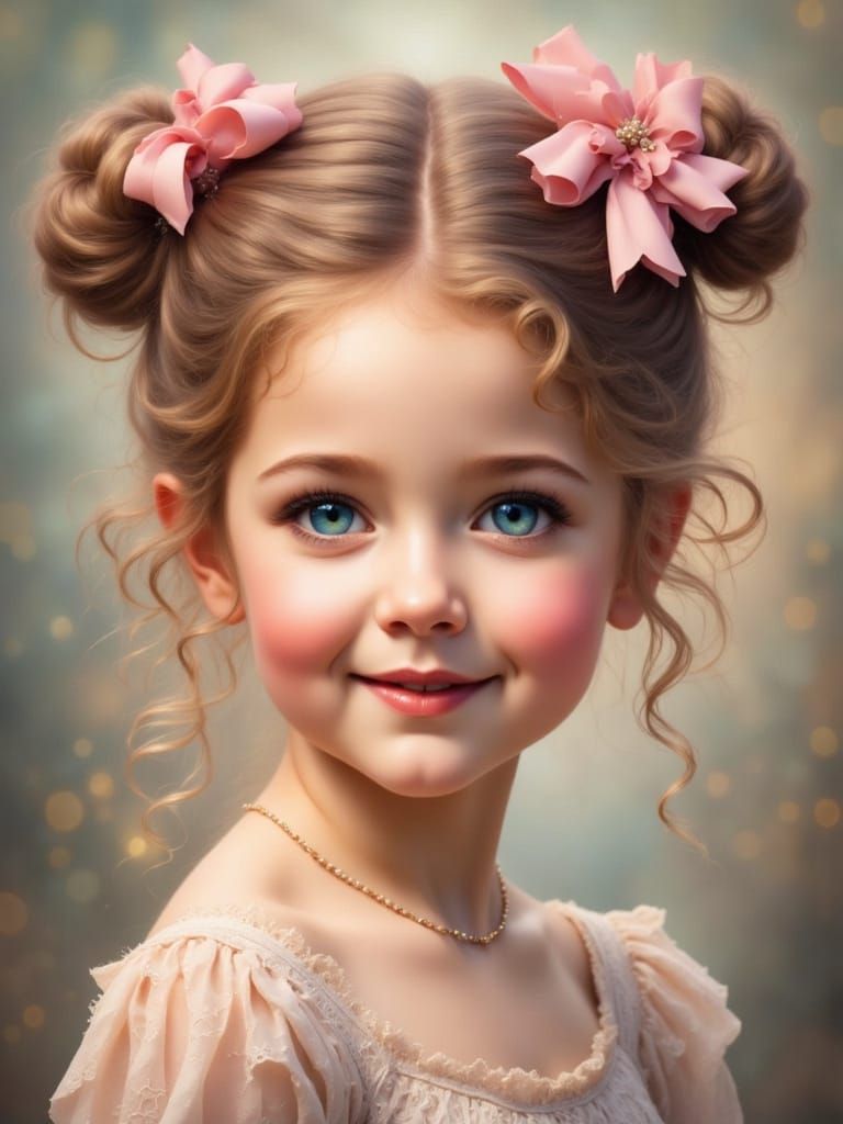 Radiant Girl Portrait with Dreamy Sepia Glow