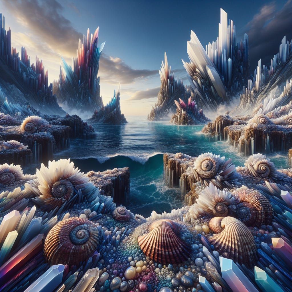 crystals forming on the edge of the ocean with crystalized s...