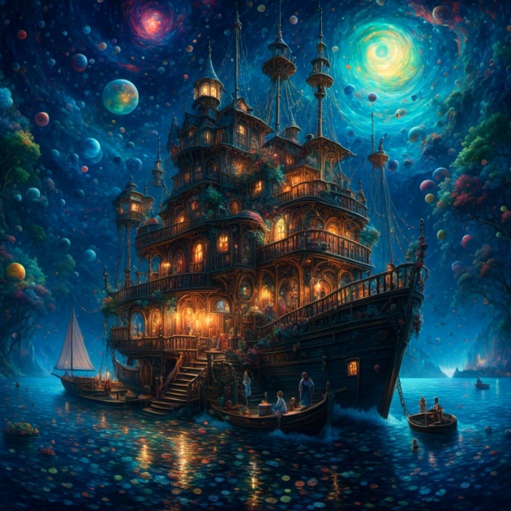  A stary night at sea.