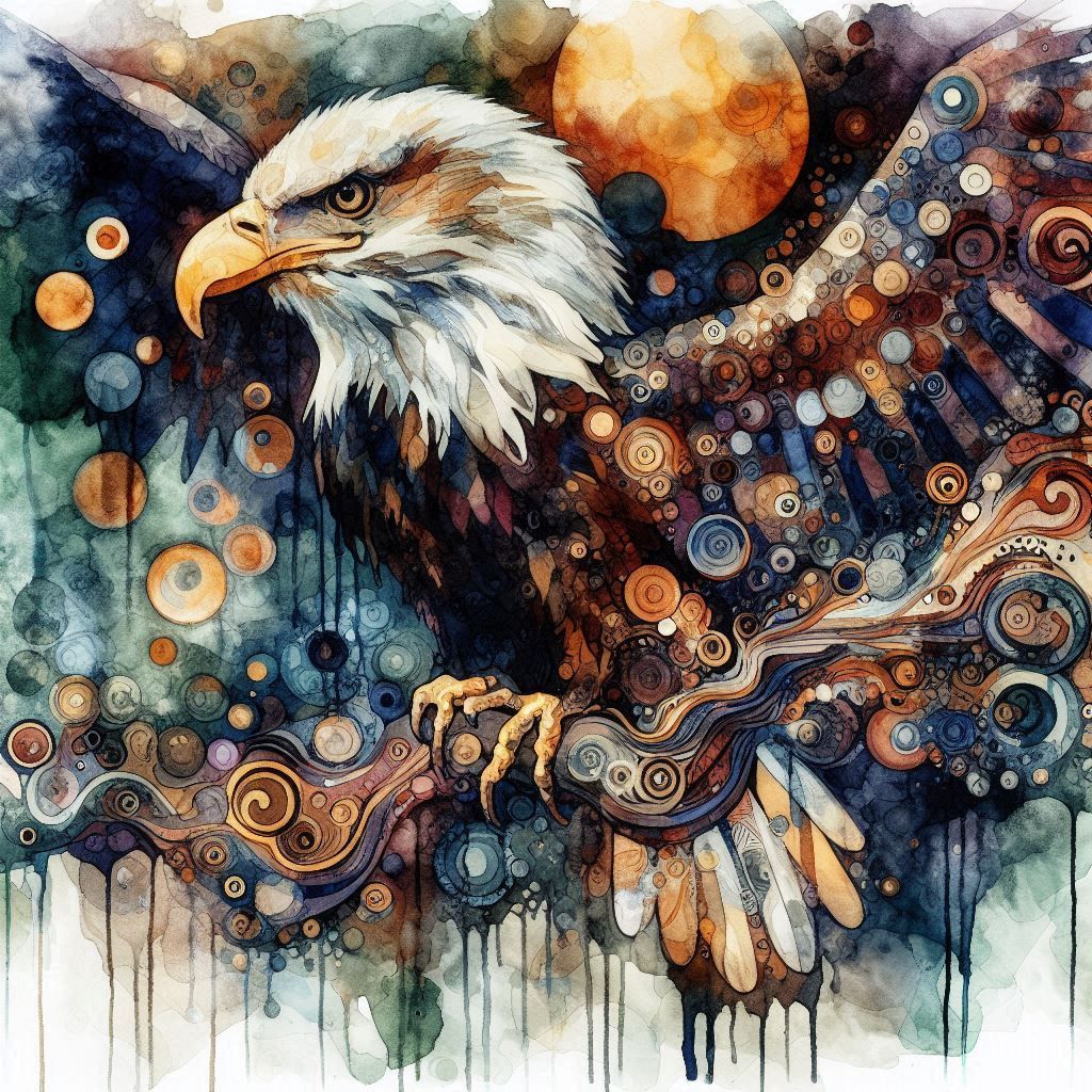 Surrealistic Eagle in the style of Gustav Klimt
