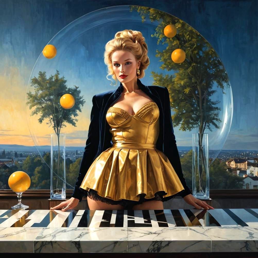 Dazzling Woman in Extravagant Outfit, Surreal Portrait