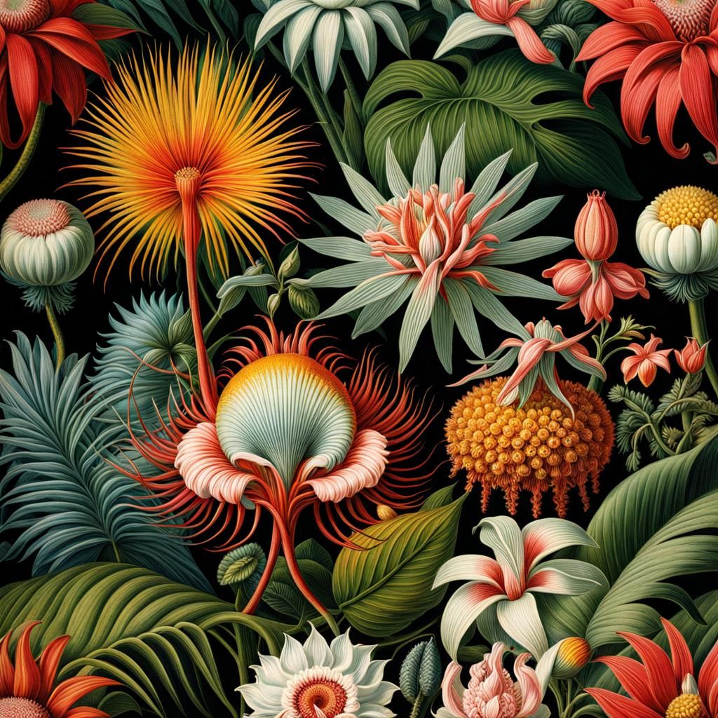 Vintage tropical flowers Ernst Haeckel Botanical Print colourful Epic ...