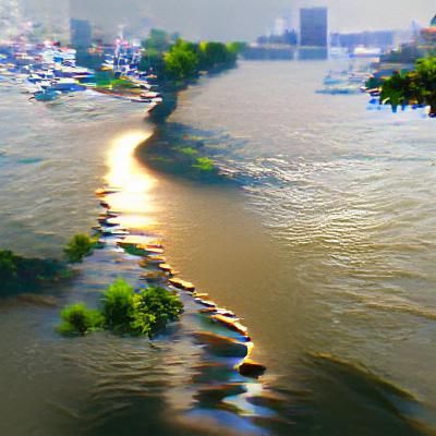 The river turns right in the afternoon