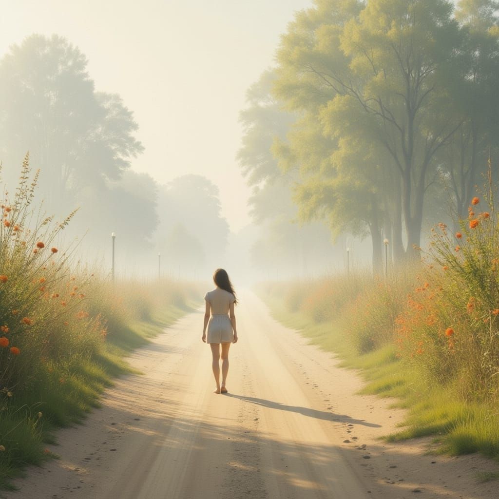 Soft Sunlight and Mist in Pastel Hues