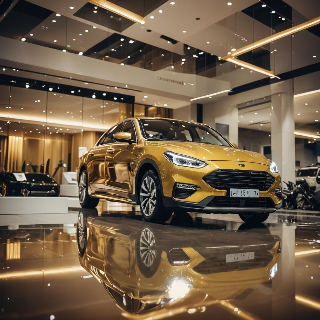 Golden Executive Car in Inspiring Display