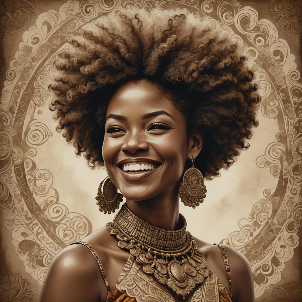 "A beautiful sepia-toned portrait of a woman with a natural ...