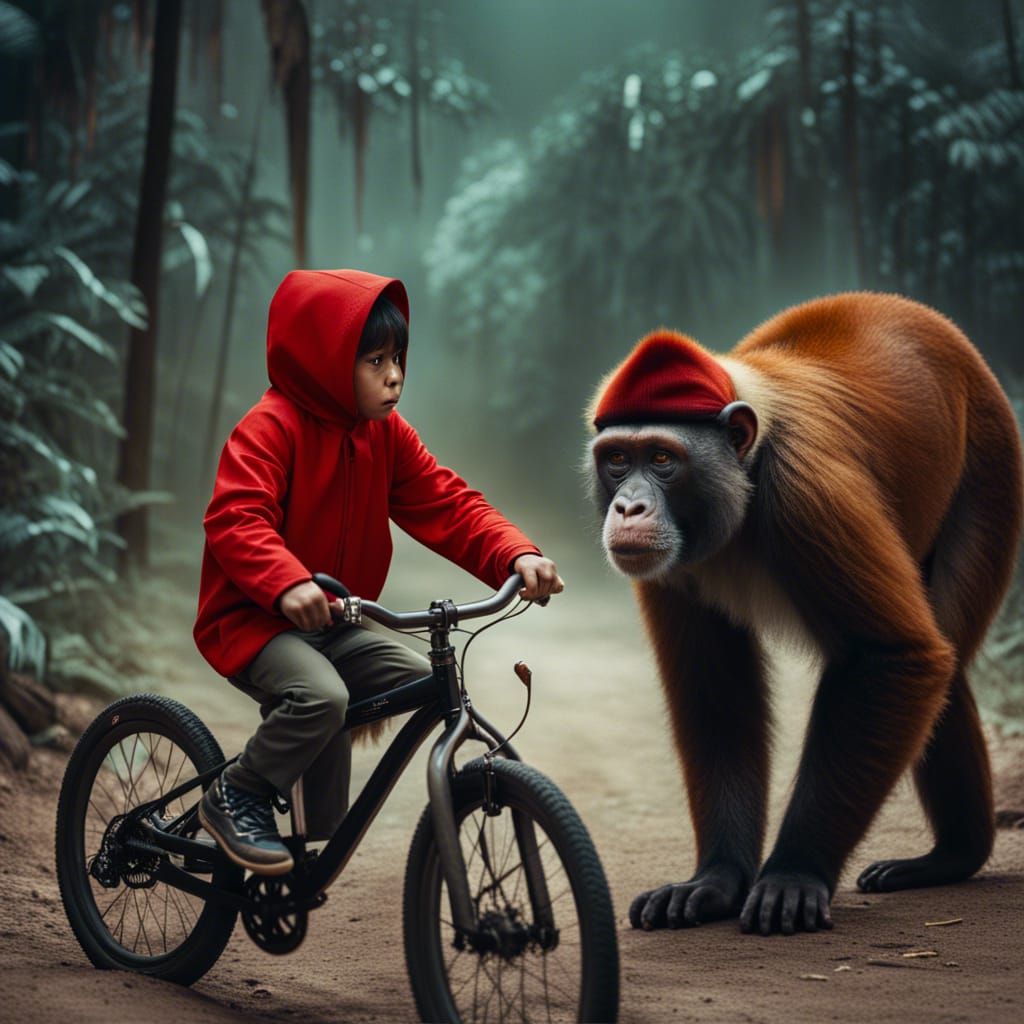 Boy Riding a Bike....That side eye action is a winner!