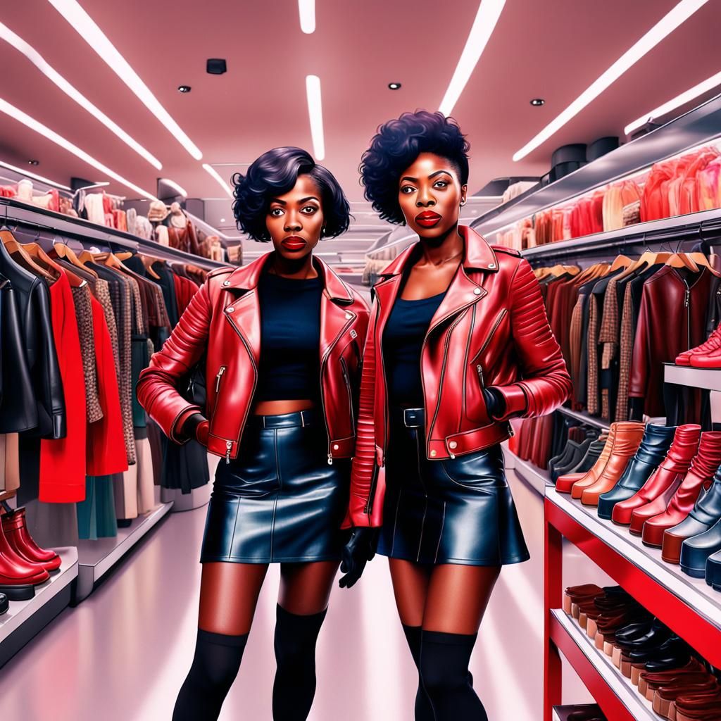 Two pretty young, Black females, with short-hair, are amazed...