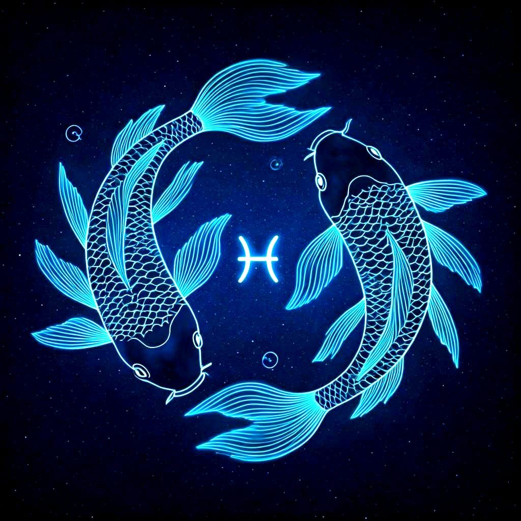 Surreal Koi Fish Swim in Starry Yin-Yang Circle