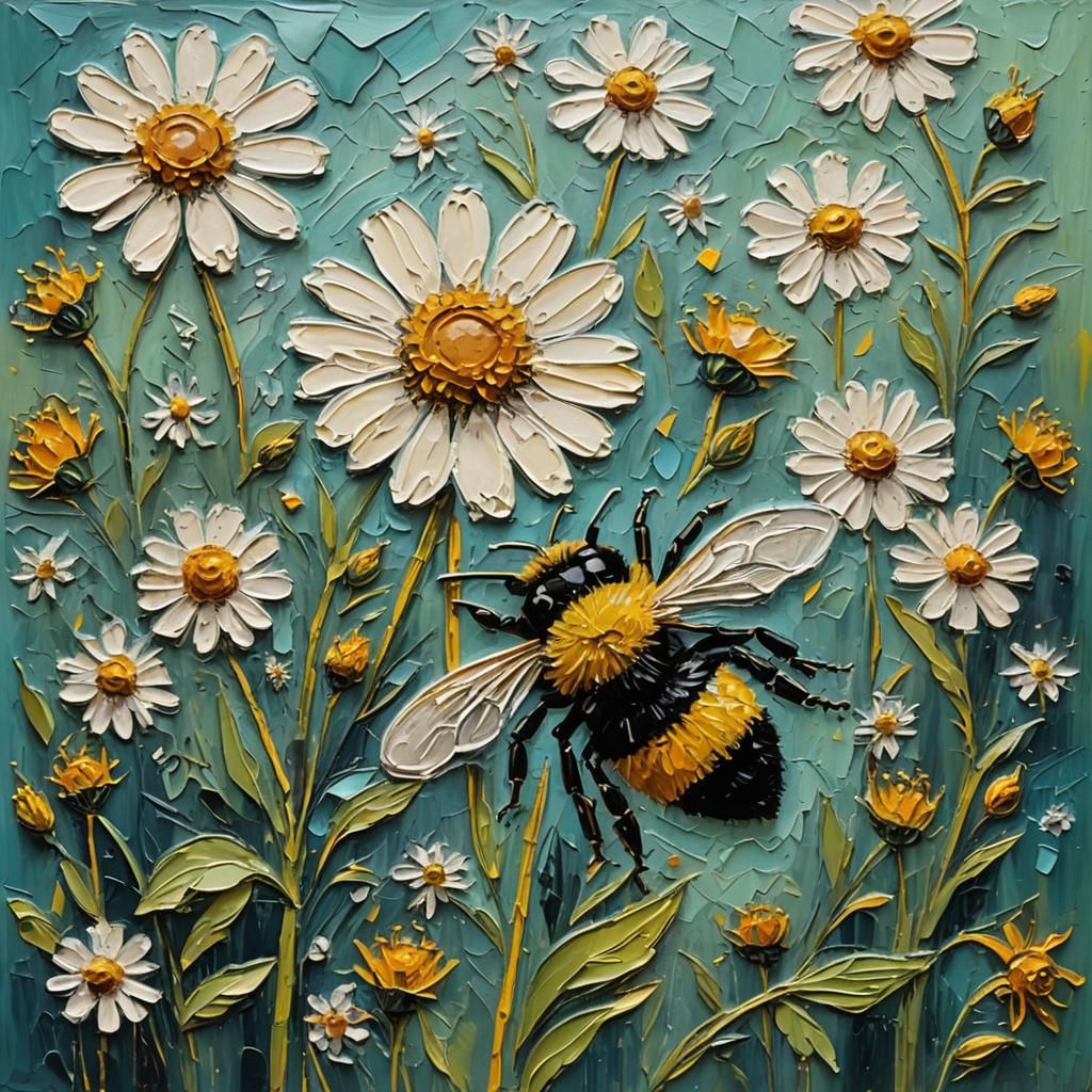 Bumblebee Impasto Painting  by @PirateCaptainMo