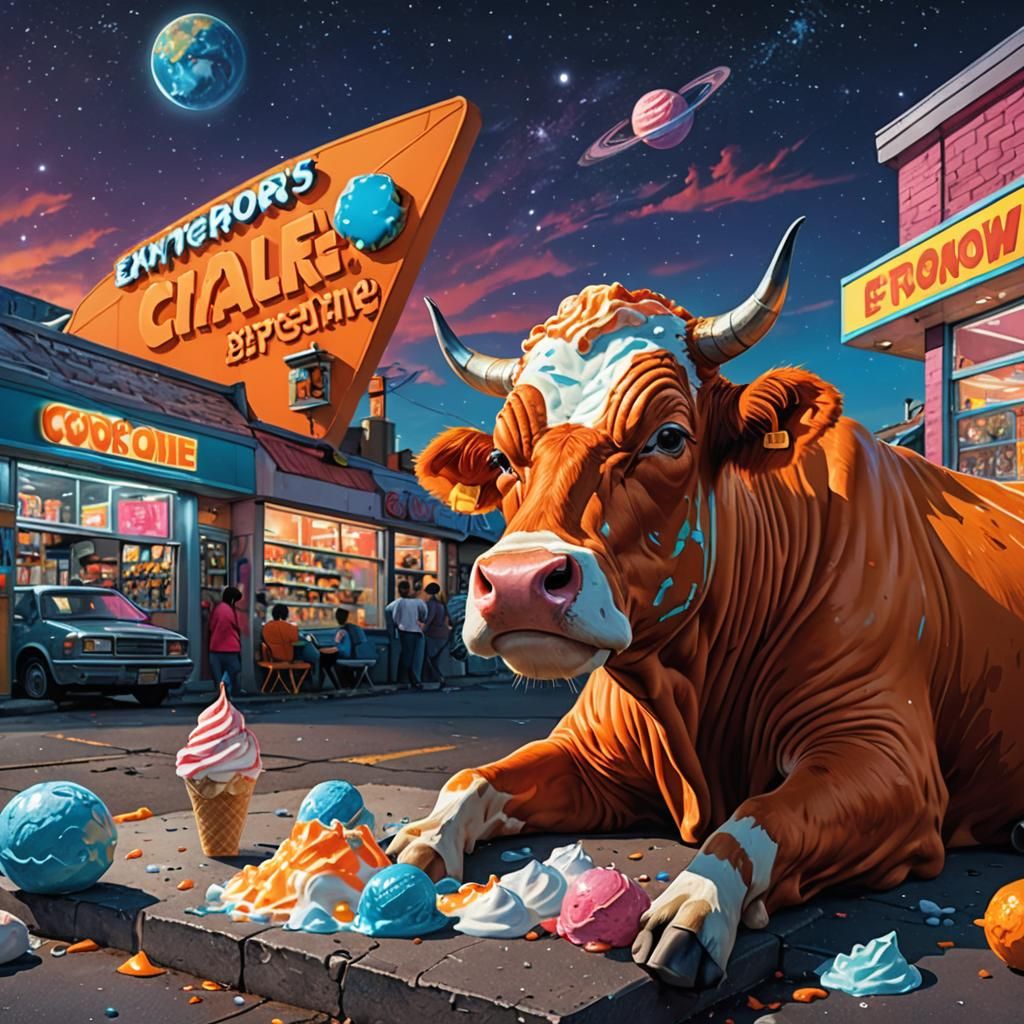 Betty the Cow is now into ice cream somewhere in space