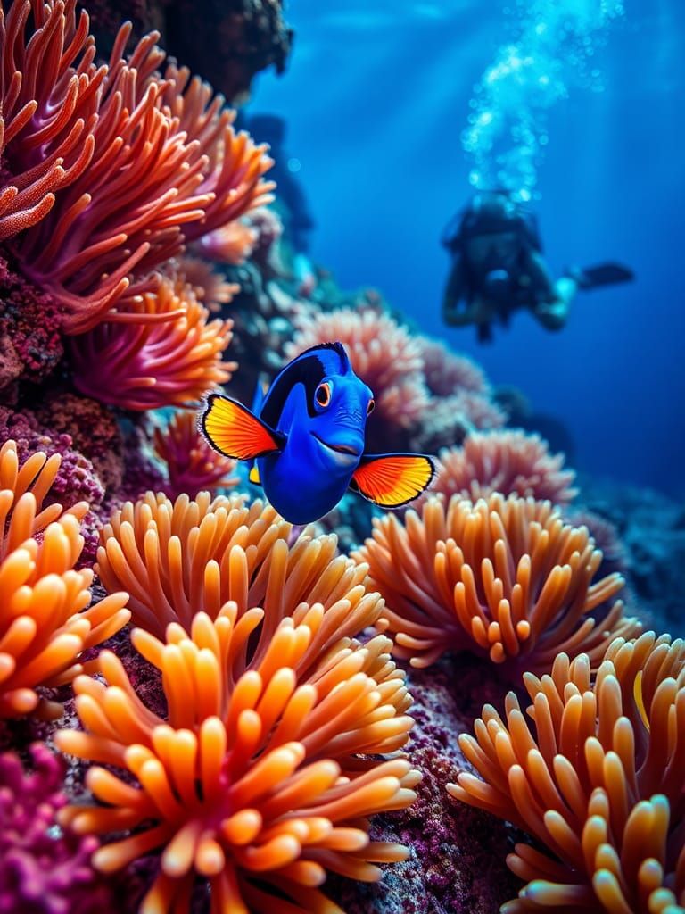 Cute fish in coral reefs