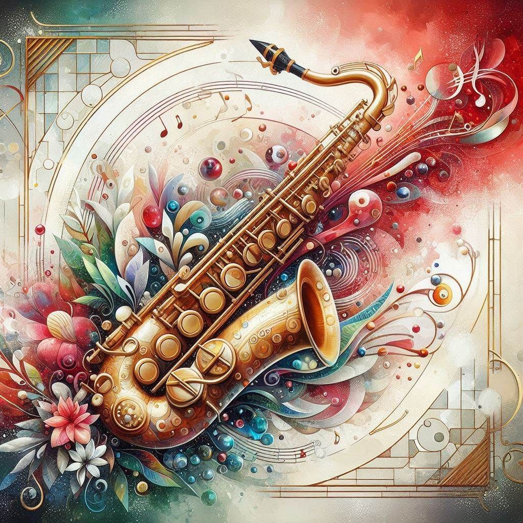 Saxophone in whirl of color