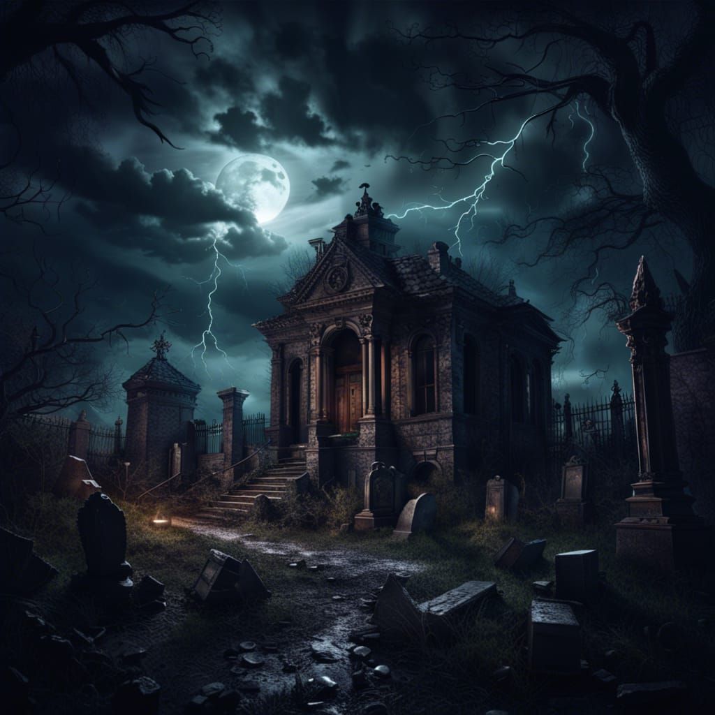 Haunted graveyard - AI Generated Artwork - NightCafe Creator