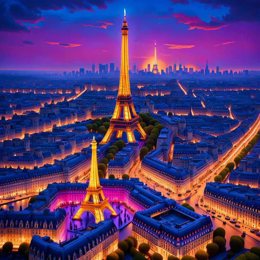 Eiffel Tower Candle in Oil Painting Style